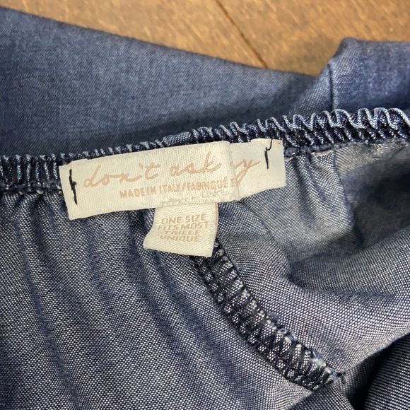 Don’t Ask Why by American Eagle Dark Blue Chambray Ruffle Hem Tank Romper - Picture 8 of 9